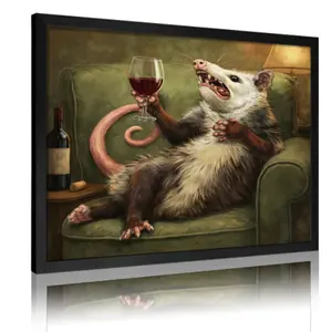 Opossum Funny Poster Canvas Wall Art, Animals Decor, Quirky Wall Decor, Opossum Humor Artwork for Animal Lovers, Funny Gift Idea for Home tiktokshopspringglowup