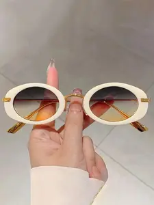 Women's Fashionable Oval Frame Sunglasses, Trendy Casual Sunglasses for Everyday Use, Fashion Accessories for Outdoor Activities, Trendy Styling Sunglasses, Classic Oval Sunglasses