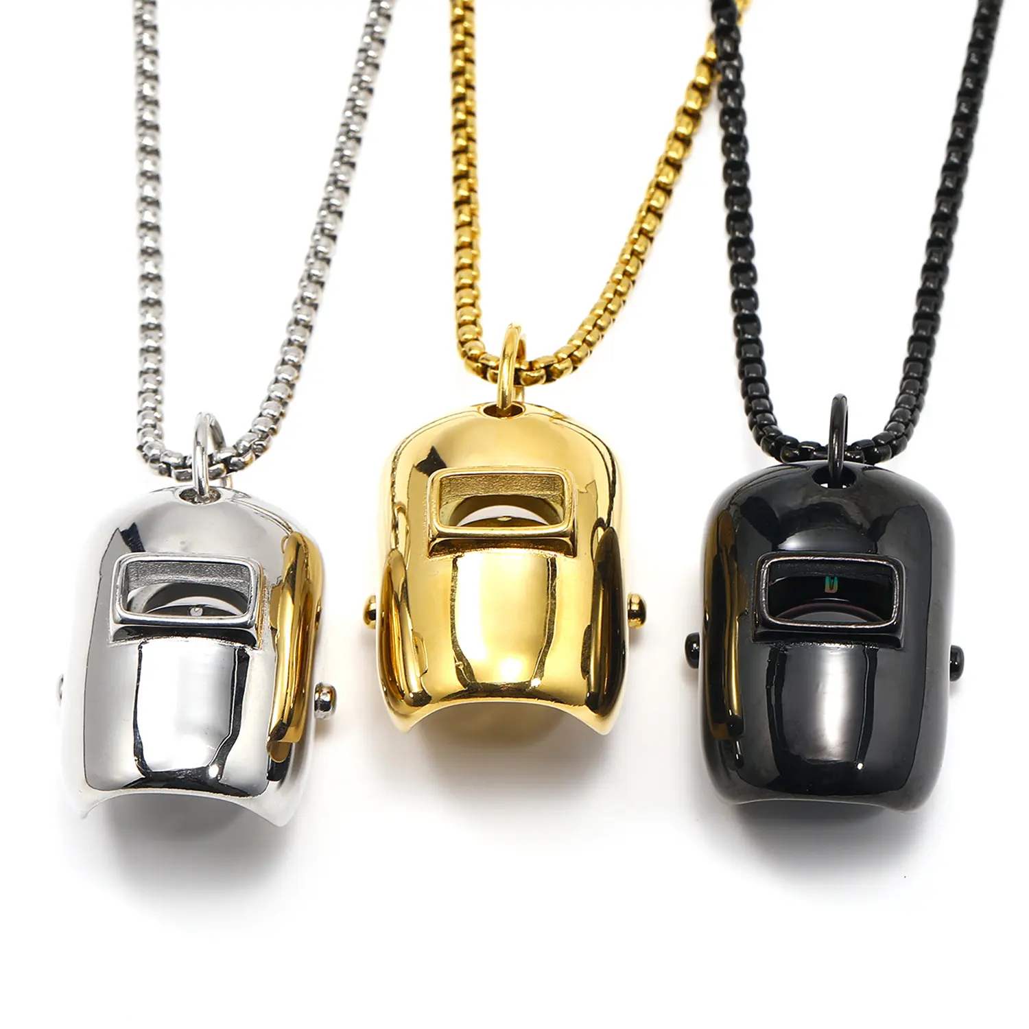 GGIRL Mysterious Hip-Hop Simple Fashion Titanium Steel Welder Mask Pendant Necklace For Men and Women, Personalized Hanging Casual Jewelry For Youth Matching Daily/Sport Clothe,Boy's Birthday Gift Ideal