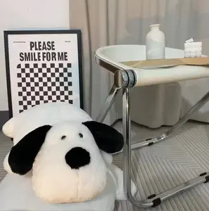 Ultra-Soft Black and White Puppy Plush – Laying Dog Pillow for Cuddles, Stress Relief & Cozy Home Vibes