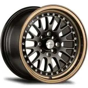 AVID1 AV12 Black Bronze 15x8 +25 4x100 Alloy Wheel with Exposed Lugs One Piece Mesh Style for Vehicle Build