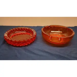 Viking & Fenton Hobnail Amberina Glass Ashtrays (Set Of 2)