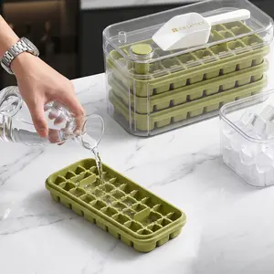 Press Ice Cube Tray Set, Ice Cube Maker, Quick Freeze Easy Release, PP Plastic Material, Easy Cleaning, Suitable for Home and Office Use