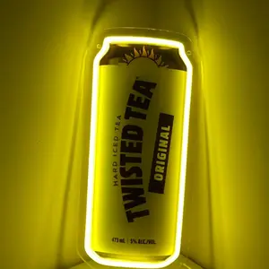Unique Drink Can-Shaped Neon Wall Art Lamp - Twisted Tea Original Hard Iced Tea 473ml Novelty Lighting, Colorful Ambient Lights, Playful Indoor Home Decoration, Home Decoration Lamp