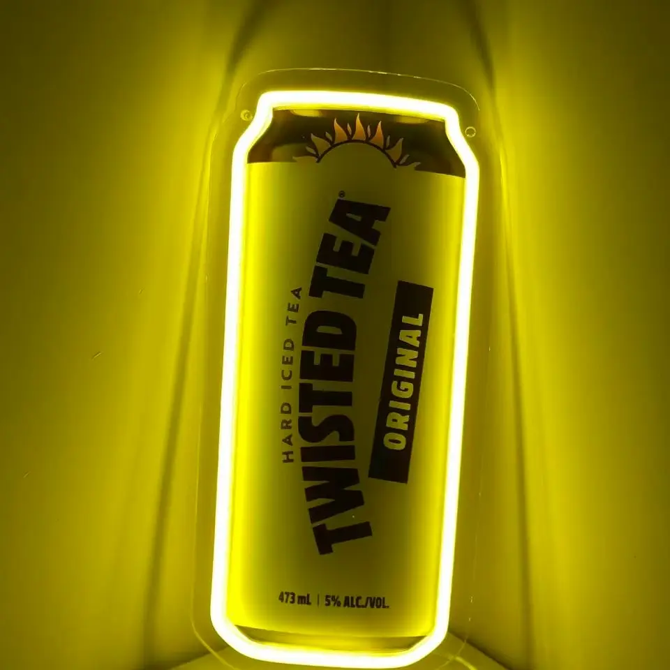 473ml Twisted Tea Original Hard Iced Tea Can-Shaped Neon Wall Lamp - Cozy Glow, Ambient Lighting, Indoor Wall Lights Decor, Home Decoration Novelty Accent Lamp