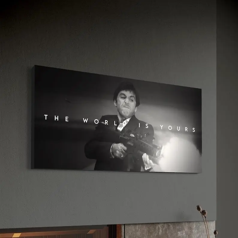 Iconic Tony Montana Scarface "The World Is Yours" Waterproof Unframed Poster Print - Unframed Style, Box-Included Home Supplies Art Accent for Man Cave, Kid Room & Balcony Funny Decor