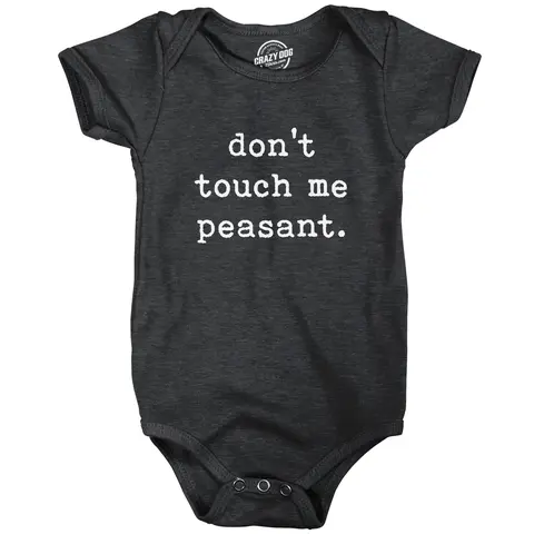 Baby Bodysuit Don't Touch Me Peasant Funny Novelty Offensive Graphic Jumper for Infants Funny Baby Onesies Introvert Clothes for Baby Funny Sarcastic Creeper Novelty Baby Tee Black