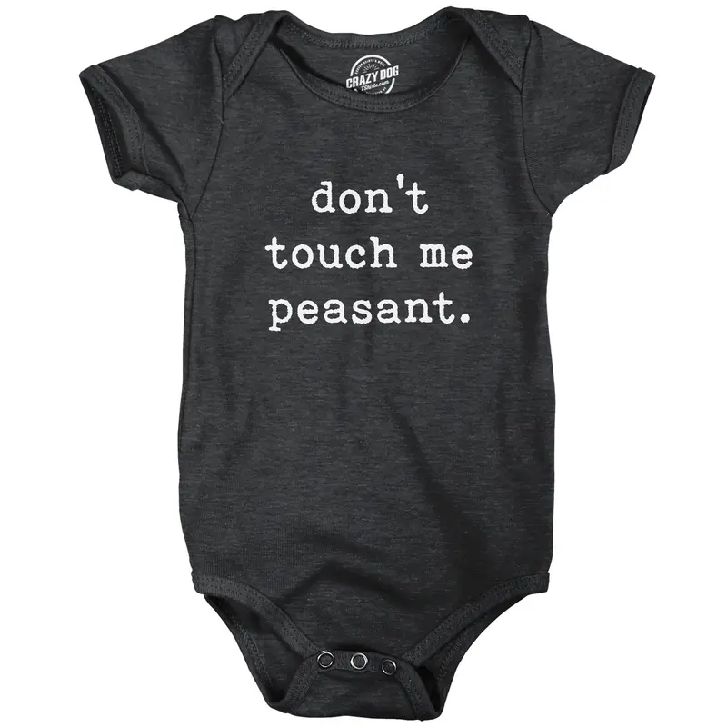 Baby Bodysuit Don't Touch Me Peasant Funny Novelty Offensive Graphic Jumper for Infants Funny Baby Onesies Introvert Clothes for Baby Funny Sarcastic Creeper Novelty Baby Tee Black