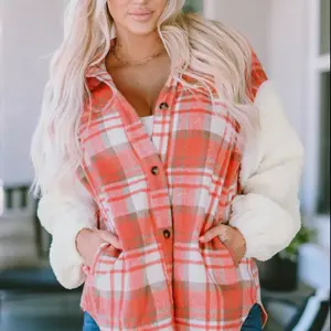 Sherpa Sleeve Flannel Shacket