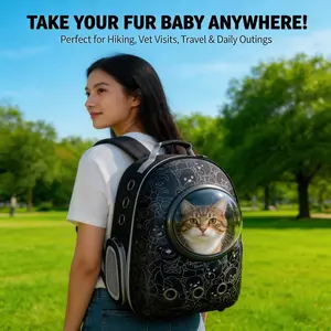 Space Capsule Pet Backpack for Cats, Breathable Travel Cat Carrier Bag, Side Open Portable Pet Backpack, Waterproof Cat Space Capsule Bag for Small Pets