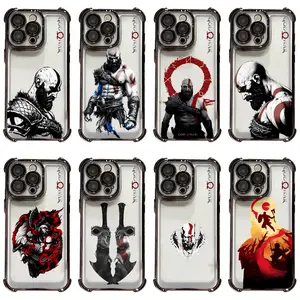 God of War Kratos Phone Case, Spartan Warrior Gaming Shockproof Cover with Electroplated Frame for iPhone 17/1615/14/13/12/11 Pro Max