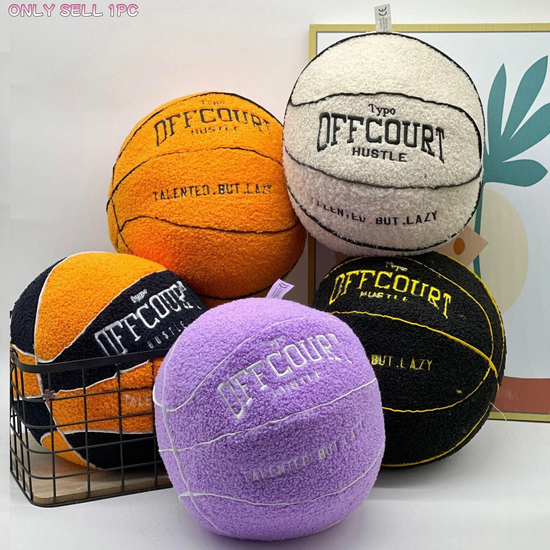 Basketball Shaped Plush Toy, 1 Count Basketball Stuffed Toy, Plush Basketball Shaped Embroidered Pillow, Ideal Gift for Sports Enthusiasts & Fans, Gift for Her, Men's Gift