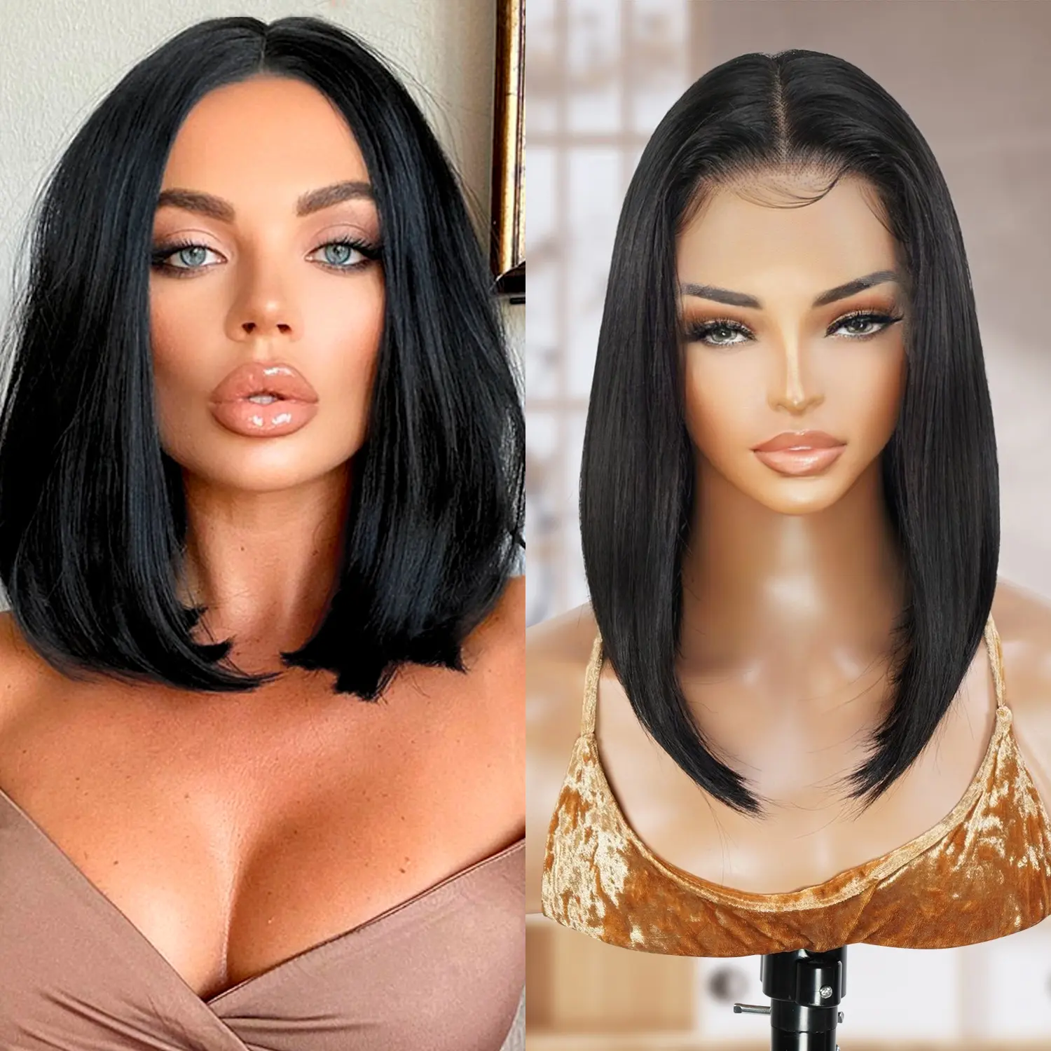 GLAM21USA 16 Inch Master Mix Synthetic Lace Frontal Wig, 13x6 HD Transparent Frontal, Pre-Plucked and Glueless for a Natural Look, Natural Looking Wigs
