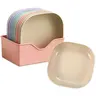 10-Piece Wheat Straw Plates & 1-Piece Storage Box Set, 5.5-in Thick Plastic Salad Plates for Birthday, Family Serving, Lightweight Unbreakable Kitchen Tableware