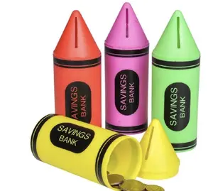Crayon Savings Bank 2-Pack Colorful Piggy Bank for Kids Fun Decorative Savings Box with Removable Bottom Cap Bright Design for Teaching Financial Responsibility Ornaments Decoration