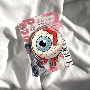 Creepy Cute Eye Blood Drip Phone Holder, Gothic Blue Eyeball Phone Grip, Pink Pastel Goth Aesthetic Phone Stand, Retro Horror Movie Fan Phone Accessory, Gift