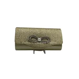 Infinity Glitter Rhinestone Bow Clutch (Gold)