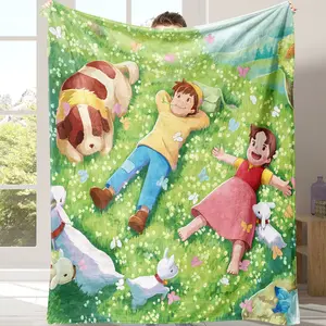 Cartoon Anime Flannel Blanket, Cartoon Pattern Blanket, Soft Warm Throw for Sofa Bed Travel Camping Office Chair, Lightweight Comfortable Gift for Home Use