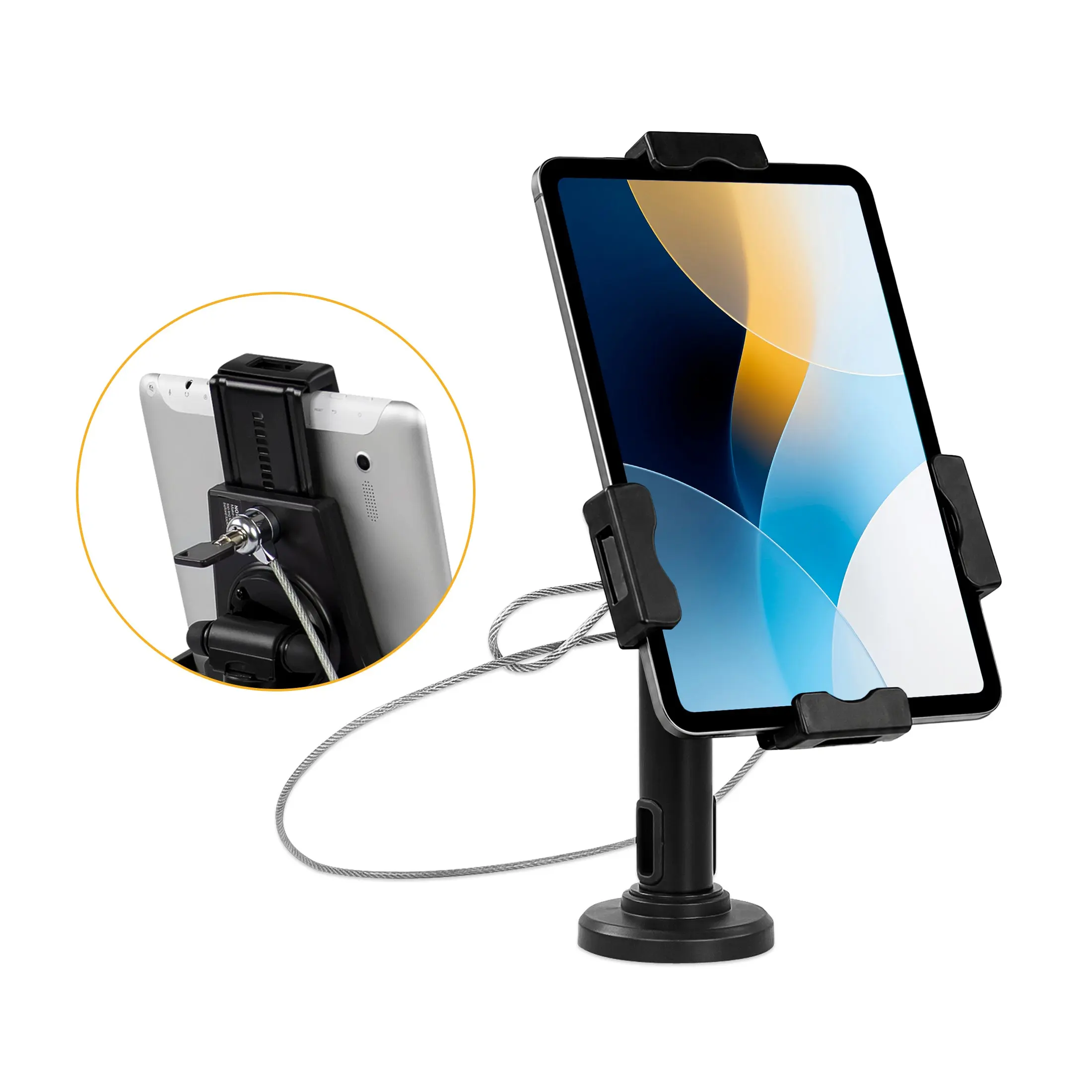 Mount-It! Universal Tablet POS Stand Holder, Rotating Sturdy Stand with Cable Lock & Wall Mount, Ideal for Secure Kiosk Use with Perfect Angle Adjustment, Tablet Stand Holder