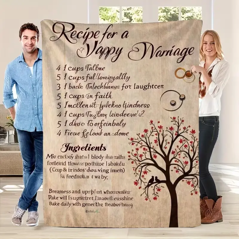 A Cozy Flannel Throw Blanket Designed for Romantic Couples, Suitable for Weddings And Anniversaries. It'S Perfect for Any Season, Machine Washable, And Great for Use on Beds, Sofas, in The