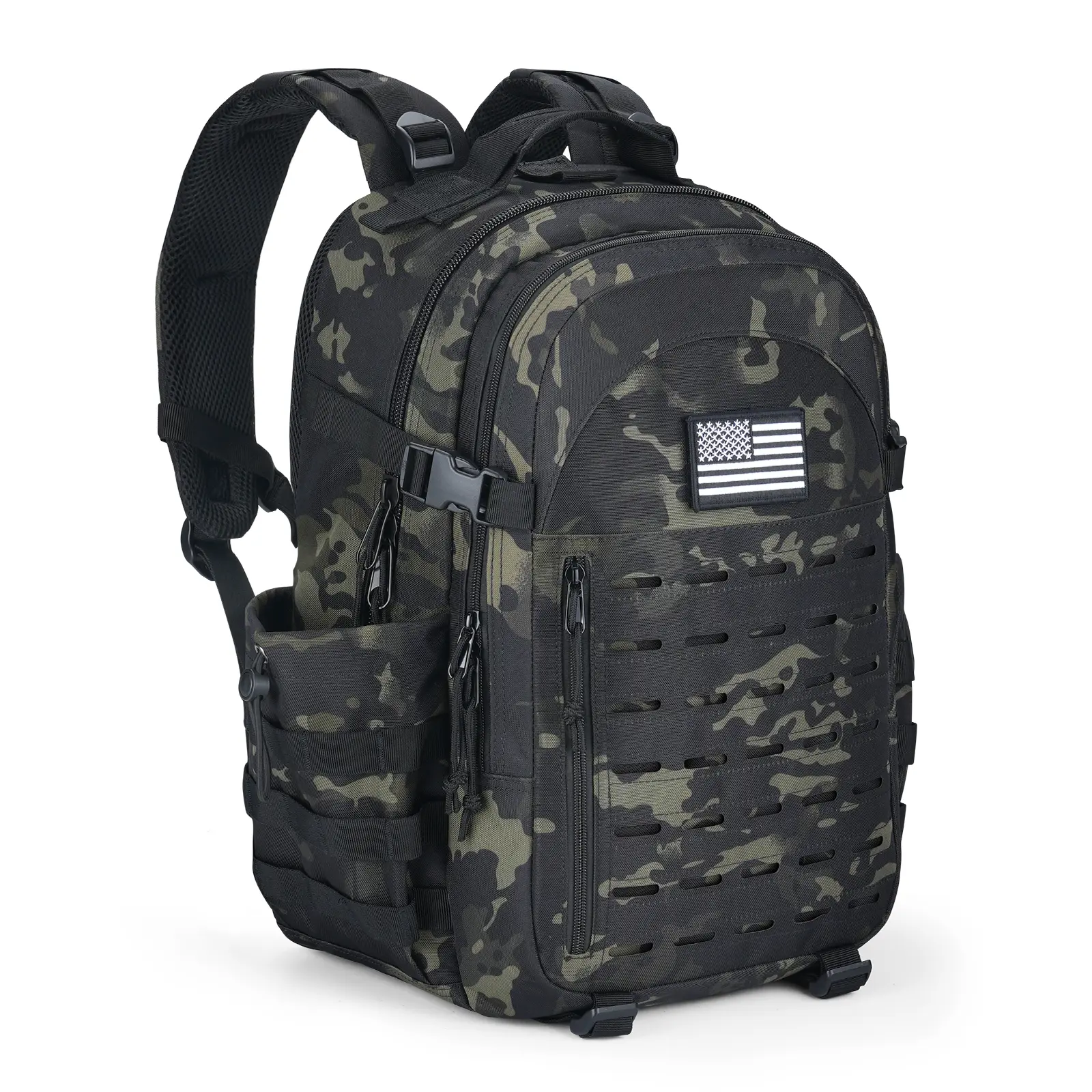 【Holiday Haul Sale】40L MOLLE Tactical Travel Backpack - Durable Outdoor Rucksack with Modular System, Multiple Pockets, Water-Repellant Design, Double-Stitched, MOLLE Addon Ready, Patchready Top for Hiking Camping