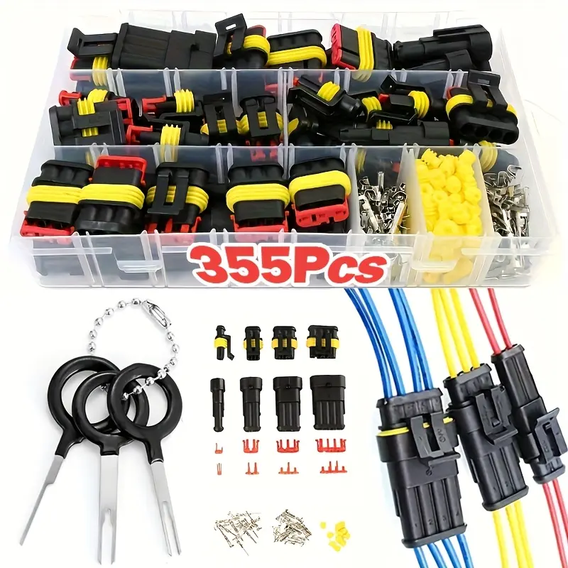355pcs Automotive Electrical Connector Terminal Set – Durable 1/2/3/4-Pin Cable Connectors for Car Repair & Maintenance – Easy Installation & Use