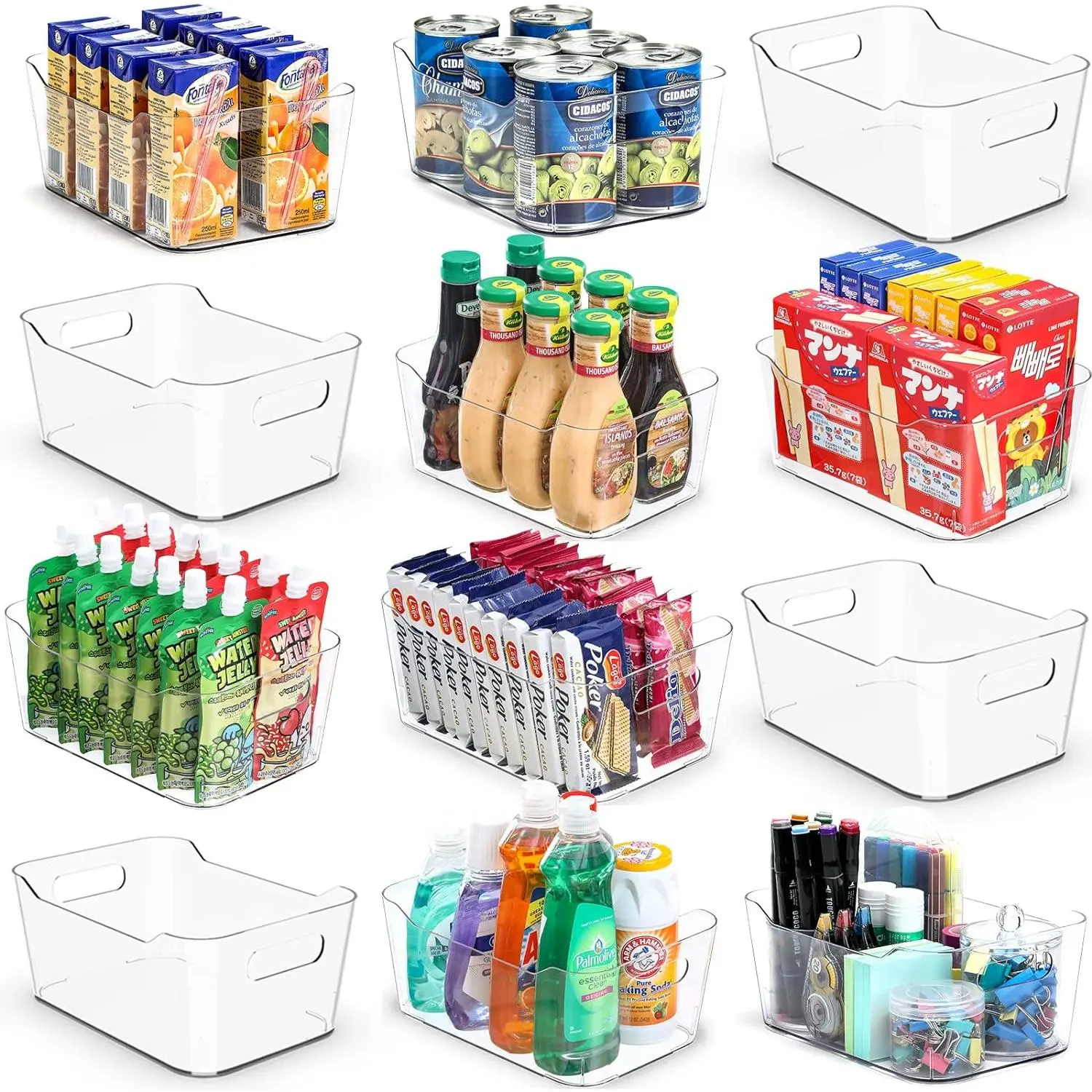Clear Space Plastic Bins – Perfect Kitchen Organization or Pantry Storage – Fridge Organizer, Cabinet Organizers, Storage Bins,, Pantry Organizer, Clear Storage Containers, Bins for Home, Kitchen, Freezer, SOHO Collection, RV Boxes