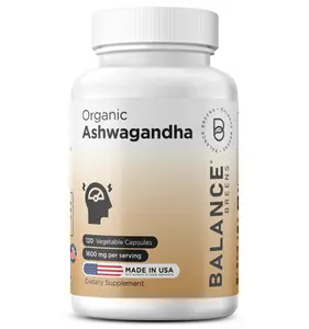Balance Breens Organic Ashwagandha 1600 mg, 120 Capsules - Stress, Mood, Energy & Thyroid Support Dietary Supplement Made in USA