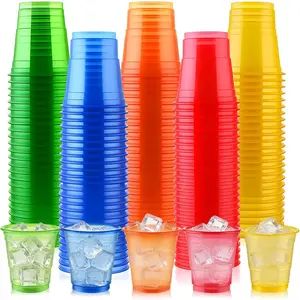 100 Pack 2 oz Clear Disposable Plastic Shot Glasses Mini Disposable Shot Cups for Winter Parties Birthdays Weddings BBQs Picnics Daily Use Neon