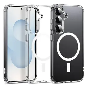 Phone Case: Luxurious high-definition transparent magnetic phone case, suitable for Samsung Galaxy/S26/S25/S24/S23/S22/S21/FE/Plus/Ultra/A15/A16/A17/A35/A36/A54/A55/A56/A26/A07, hard back panel with soft edges, anti-fouling and anti-yellowing