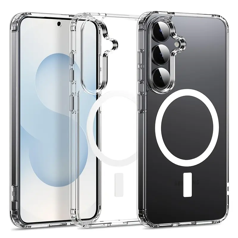 Phone Case: Luxurious high-definition transparent magnetic phone case, suitable for Samsung Galaxy/S26/S25/S24/S23/S22/S21/FE/Plus/Ultra/A15/A16/A17/A35/A36/A54/A55/A56/A26/A07, hard back panel with soft edges, anti-fouling and anti-yellowing