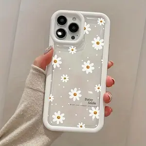 Daisy Pattern Phone Case, Decorative Phone Protector Cover, Phone Accessories Compatible with iPhone 11 12 13 14 15 Pro Max, Casing