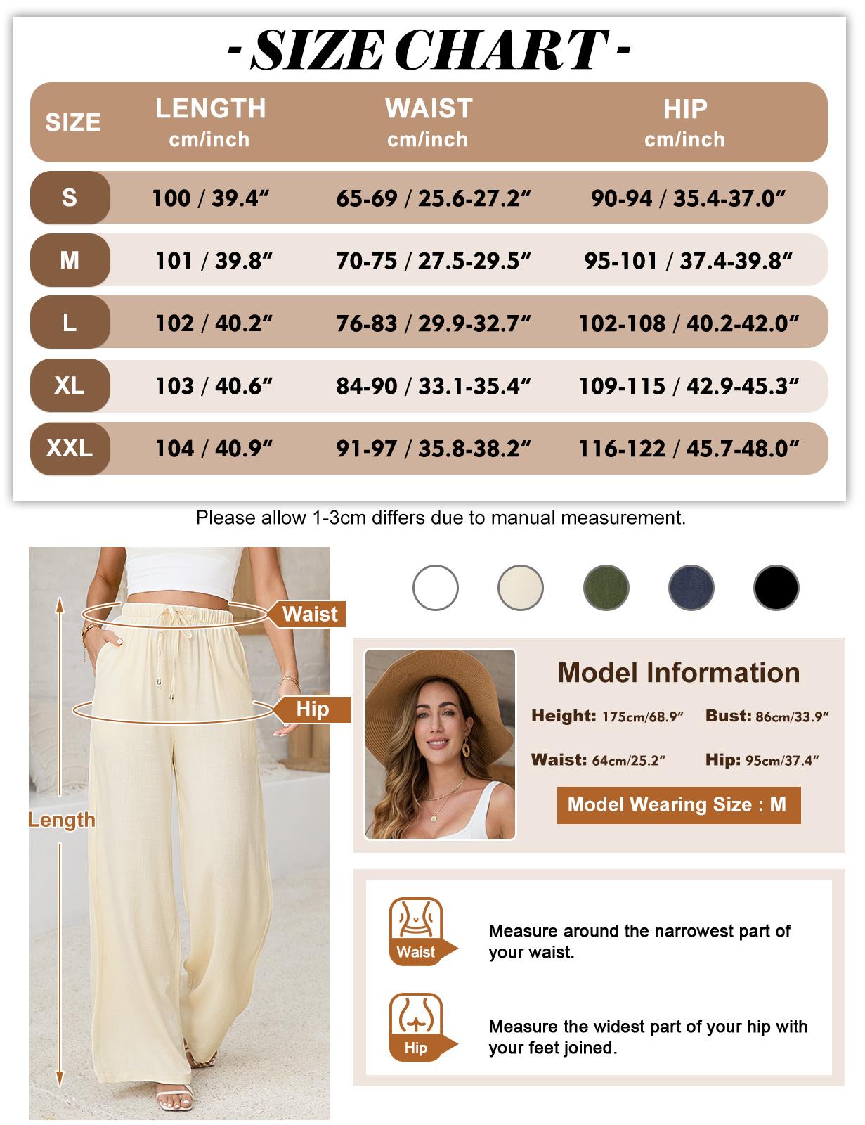 HEEKPEK Womens Linen Pants Casual Wide Leg Pants Summer Palazzo Pants Loose Flowy Beach Pants Drawstring Elastic Trousers