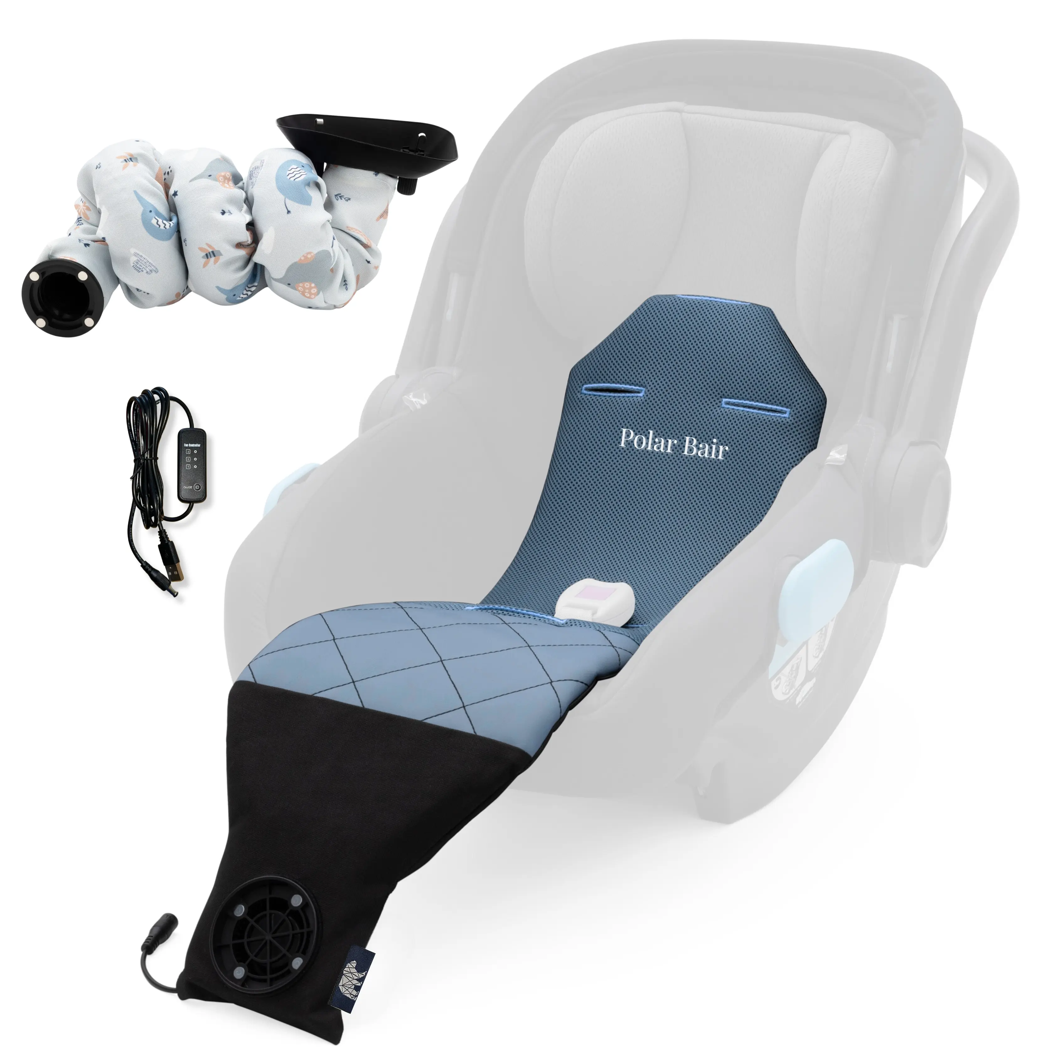 AC Powered Baby Car Seat Cooler - Crash Tested - For Babies 0-3 Years - Easy Install & No Tools Needed - Stroller Friendly