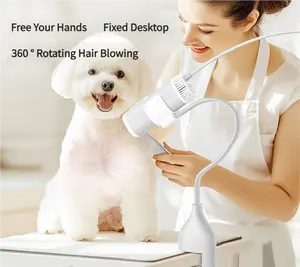 Neck-Hanging Dog Hair Dryer High Velocity Pet Blow Dryer Adjustable 3 Speed & 5 Temperature Salon-Quality Shine at Home Hands-Free Grooming & Styling