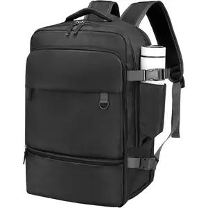 Travel Backpack for Men and Women,35L Carry  Laptop Backpack,Fits 16" Laptop with Water-Resistant Oxford Fabric,Anti- Daypack with Luggage Strap and Shoe Compartment, Black