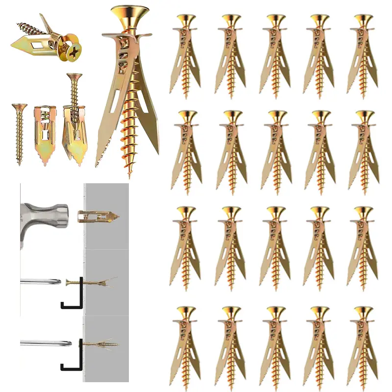 2025 New Galvanized Carbon Steel Self-Tapping Expansion Screw Anchors - Tapered Tip, Strong Expansion, Stable Fixation - For Plasterboard, Thermal Insulation Panels, Home Installation & Renovation Tools & Hardware Fasteners, Umbrella, Patio Furniture
