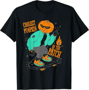 Coolest Pumpkin in the Patch Skating Pumpkin T-Shirt - Alyssagor Shop 84B0BF16733T