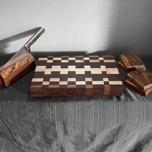 Handcrafted Wenge, Bocote, and Maple Cutting Board for Kitchen Chopping