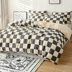 3pcs Checkered Print Decorative Duvet Cover Set, Stylish Bedding Collection for Cozy Comfort, Soft and Durable Fabric for Home Decor