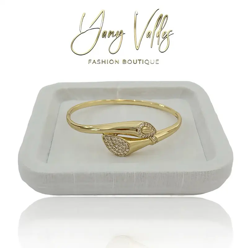 Gold Plated Open Bangle Bracelet Medium Size