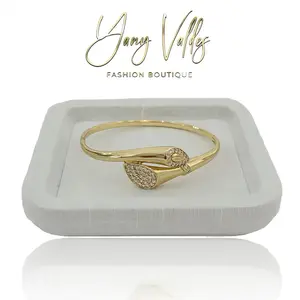 Gold Plated Open Bangle Bracelet Medium Size