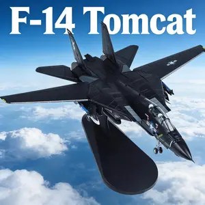 1:100 Scale F-14 Black Variable Wing Tomcat Fighter Metal Die-cast Military Aircraft Toy Model for Aviation Enthusiasts Valentine's Day Gifts Birthday Gifts and Collection Display