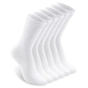 Crew Socks for Men Sports Style 4-Pack Comfortable Cotton Fit for Running & Casual Wear White Crew Length Daily Wear Socks