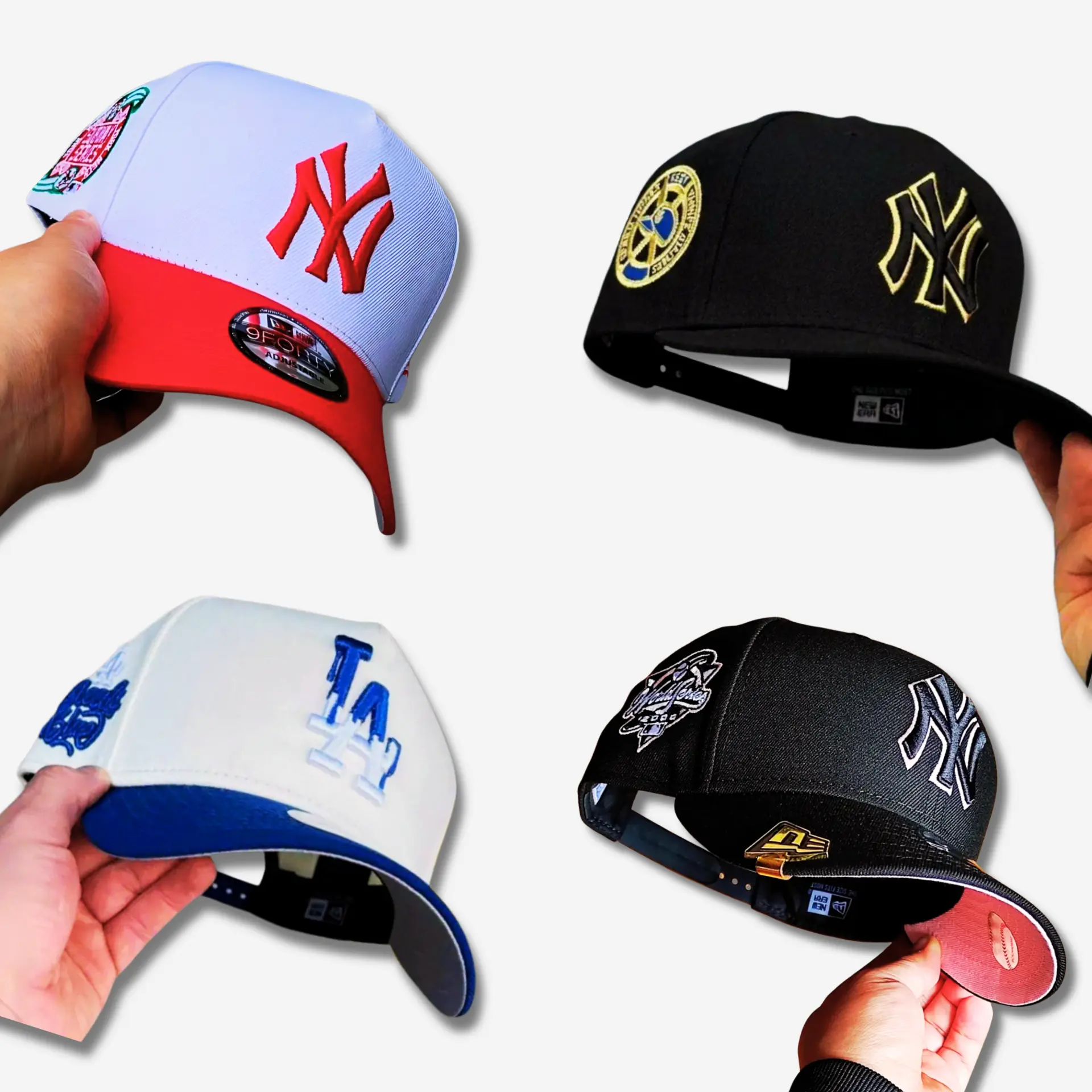 New Era LA Dodgers & NY Yankees MLB 9FORTY 59FIFTY Baseball Snapback – Unisex Fitted Baseball Cap, Gorras de Béisbol Hombre Mujer, Adjustable Trucker Hat, Streetwear Urban Fashion USA 2026, Classic Sport Style, Viral TikTok