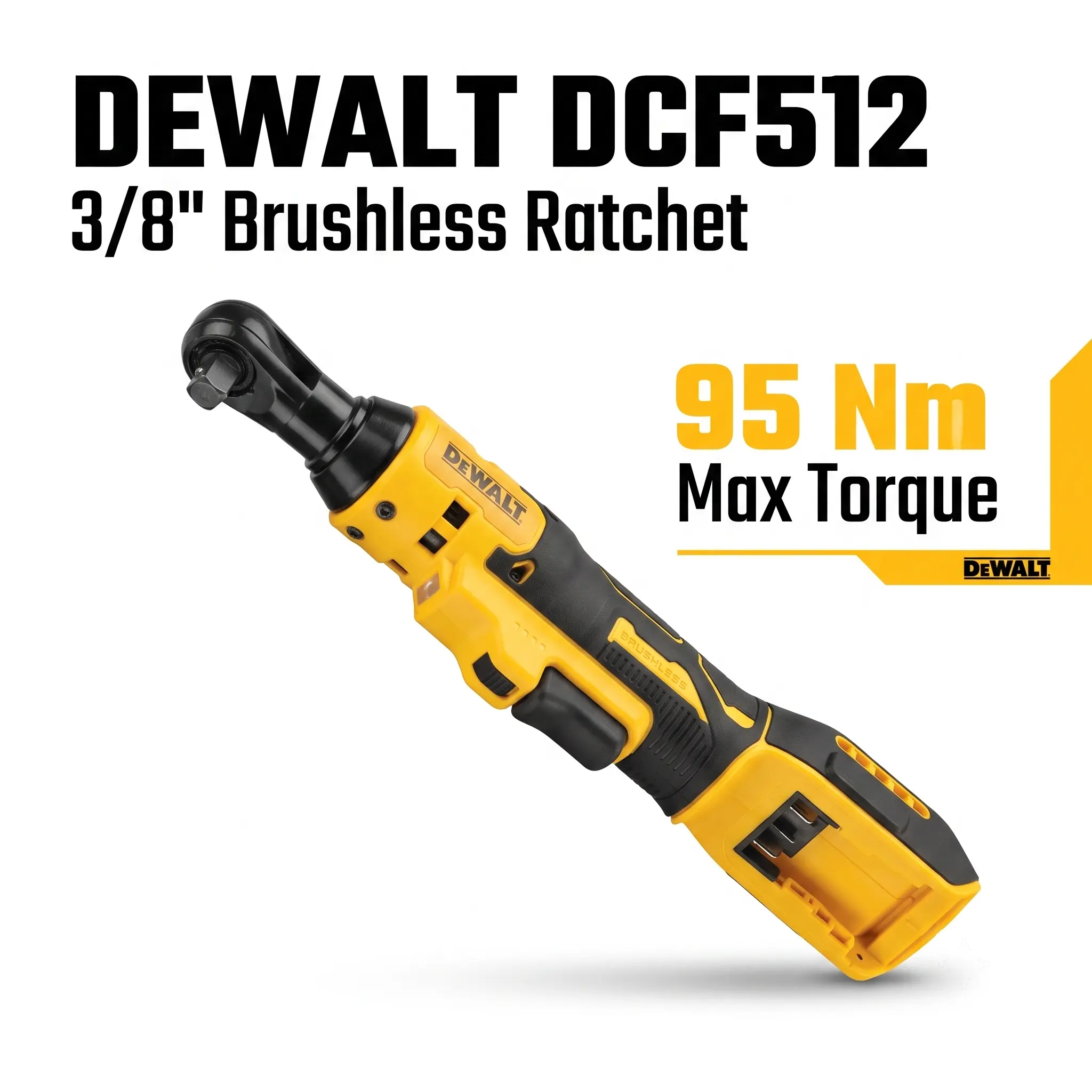 DEWALT DCF512 Brushless Impact Wrench Kit for Mechanic - 95 Nm Torque, 0-250 RPM Variable Speed, Rapid Charger, Grease Proof, Ideal for Bike Repair, Engine Bay & Undercarriage Access
