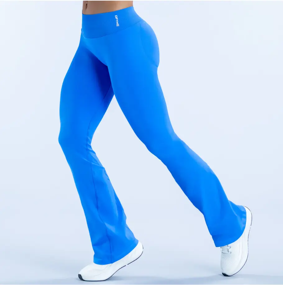 (With logo)DFYNE High Waist Flare Leggings Butt Lifting Stretchy Bootcut Workout Pants For Women Gym Activewear