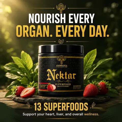 Ambrosia Nektar Superfood Powder - Plant-Based Greens Blend, 13 Superfood Ingredients, Daily Edible Dietary Formula for Fitness & Healthcare, 30 Servings Essential Minerals Supplement Fitness Healthcare Vitamin