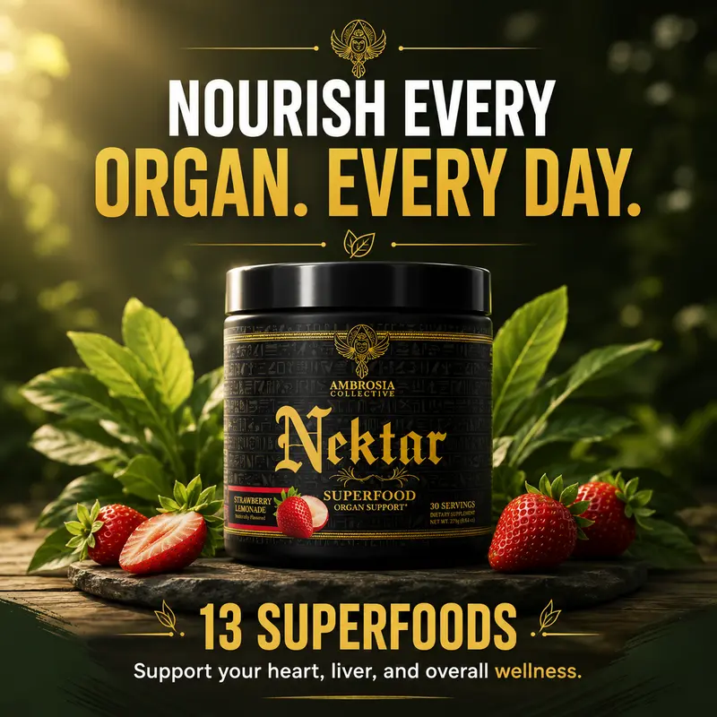 Ambrosia Nektar Superfood Powder - Plant-Based Greens Blend, 13 Superfood Ingredients, Daily Edible Dietary Formula for Fitness & Healthcare, 30 Servings Essential Minerals Supplement Fitness Healthcare Vitamin