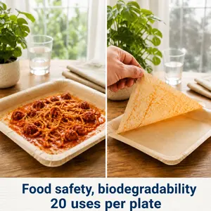 Peel Plate [6-Pack] 120 uses Total - Large 9.5in X 9.5in Multi-Use Reusable Paper Plates 90% Less Waste For Home or On-The-Go Mealtime & Snacktime - Peelable Dinnerware  One Month Supply party disposable